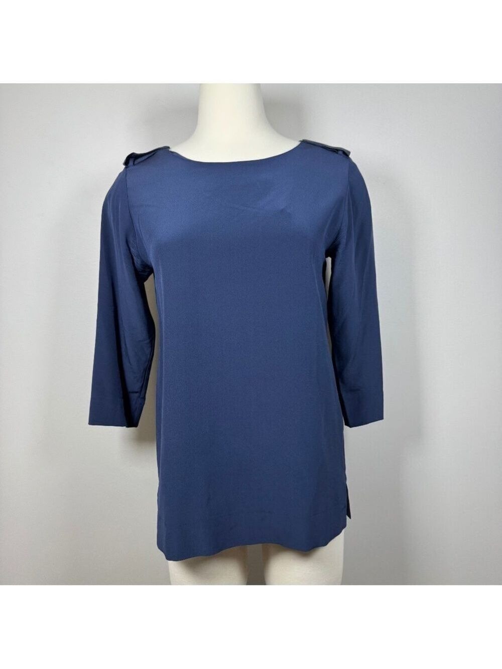 Lacoste Blue 3/4 Sleeve Top Silk